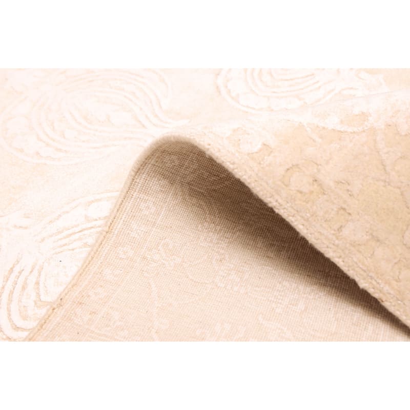 ECARPETGALLERY Hand-knotted Mirzapur Light Khaki Silk, Wool Rug - 5'6 x 8'1