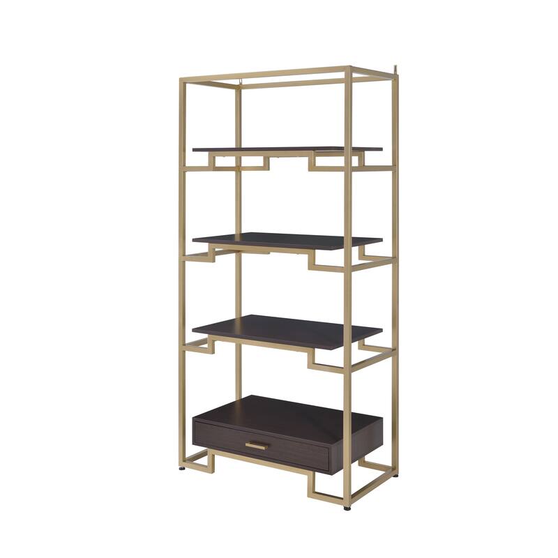 Yumia Clear Glass & Gold Finish Bookshelf - Gold