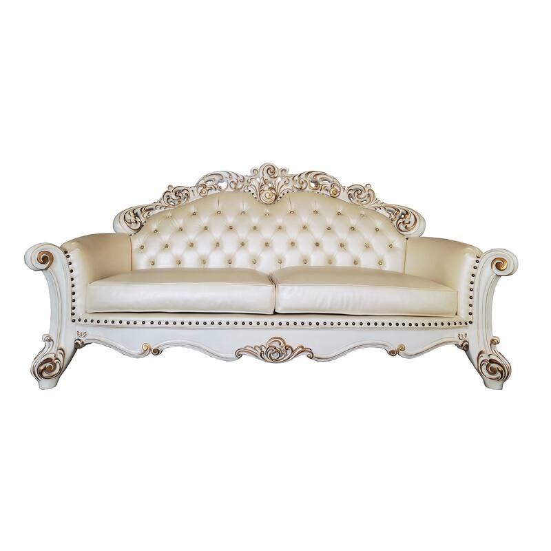 Casada Champagne and Antique Pearl Sofa with 5-Pillow
