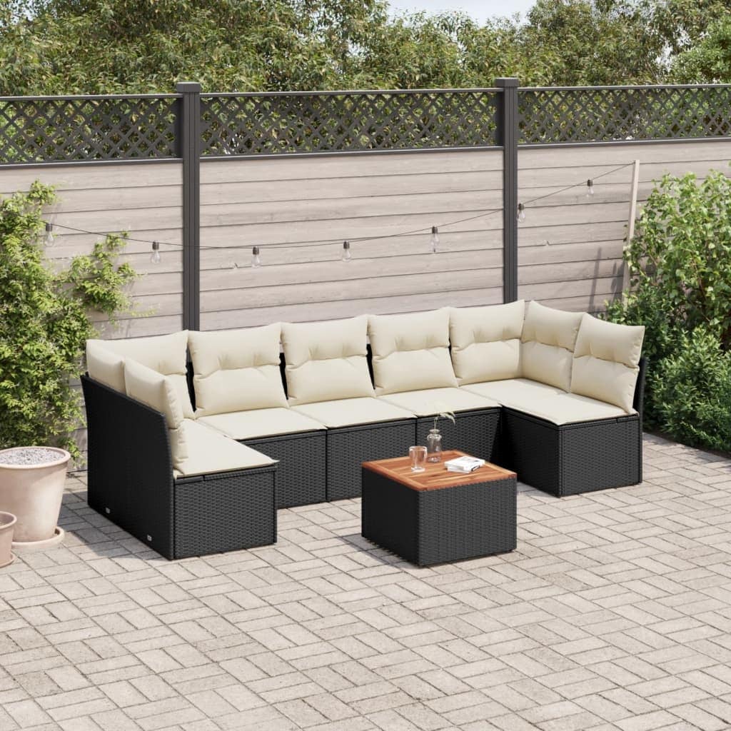 vidaXL Patio Sofa Set with Cushions Outdoor Furniture 8 Piece Poly Rattan