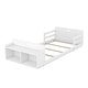 preview thumbnail 3 of 5, Twin Size Floor Bed with Storage Footboard and Guardrail, White