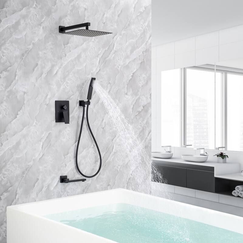 10" Shower System Square Bathroom Luxury Rain Mixer Shower Combo Set