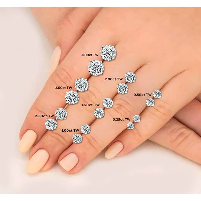 Bliss Diamond 4 Ct T.W. Certified Diamond Screw Back Studs White Gold Lab Grown