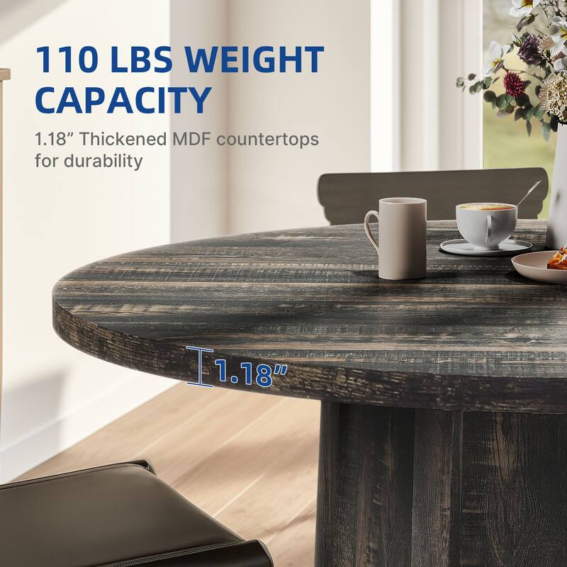 Moasis 47" Round Dining Table for 4, Kitchen Farmhouse Dinner Table