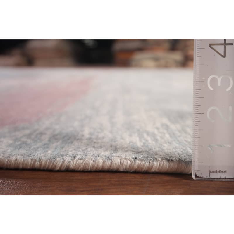 Gray Abstract Indian Area Rug Hand-Knotted Wool Carpet - 8'11"x 11'11"