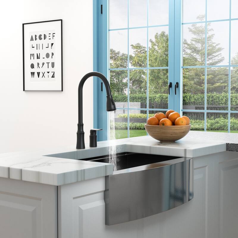 Kitchen Sink Faucet with Separate Handle, Matte Black