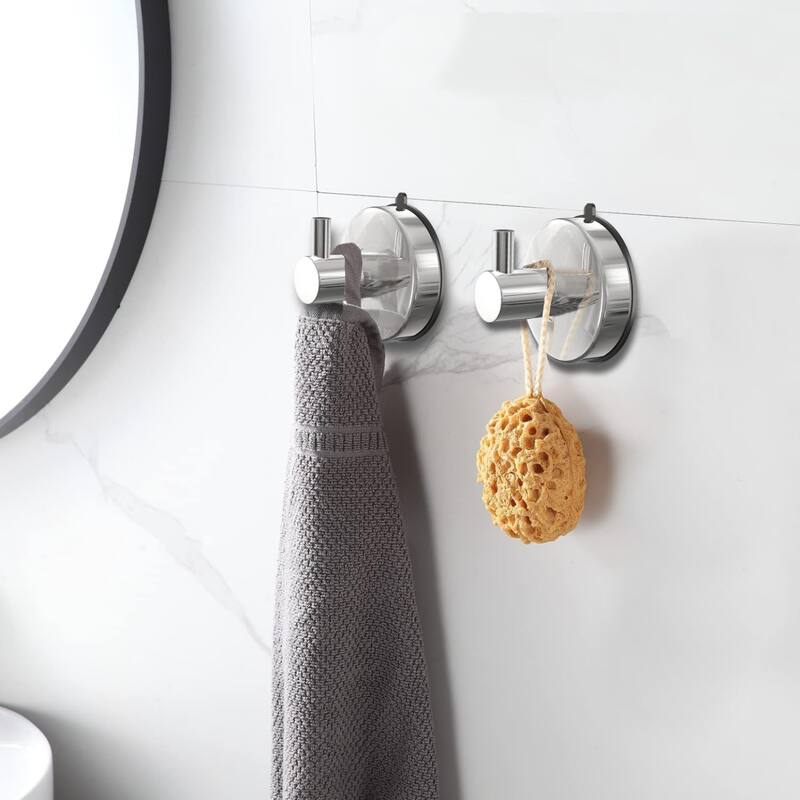 Bathroom Suction Cup Hooks 4 Piece Set 304 Stainless Steel 15lb Shower Hooks