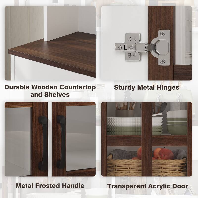 Meyreso 71" Kitchen Pantry Hutch Cabinet with 2 Drawers