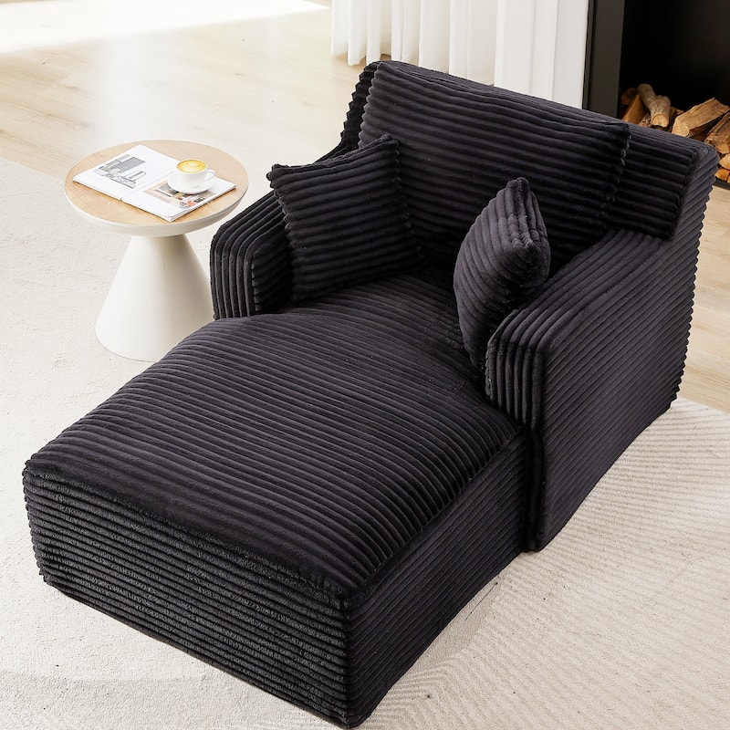 Indoor Single Chaise Sofa, Modern Corduroy Upholstery, No Assembly Required, Comfy Sleeper for Living Room, Office