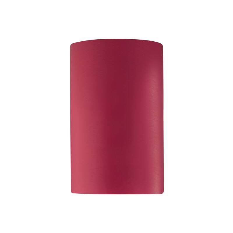 Justice Design Group Ambiance ADA Outdoor Large Ceramic Cylinder Wall Sconce with Open Top & Bottom - Cerise