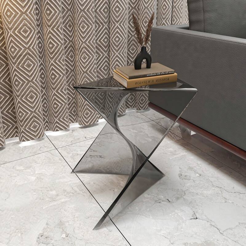 Randolph Modern Indoor Lightweight Side Table with Triangular Curved Design Accent End Table for Home Living Room or Bedroom