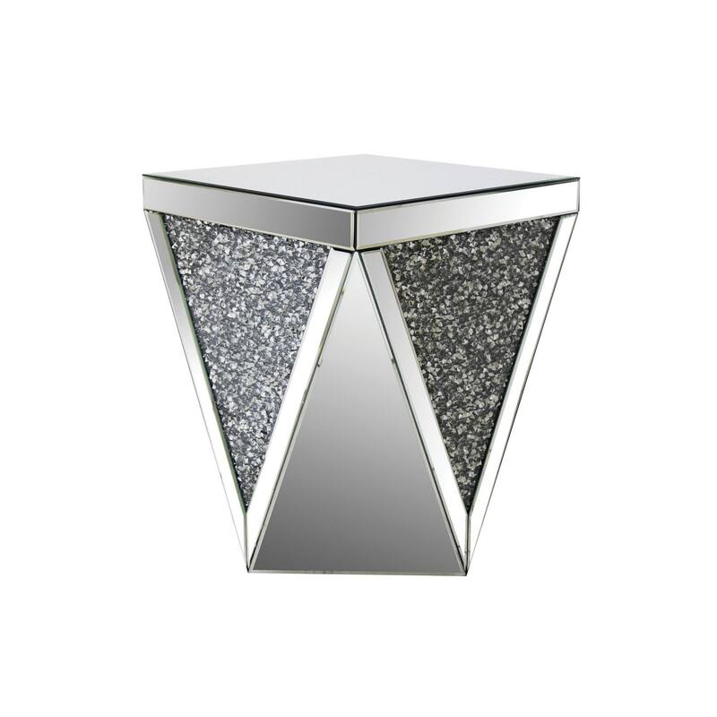 End Table with Square Mirrored Top, Clear