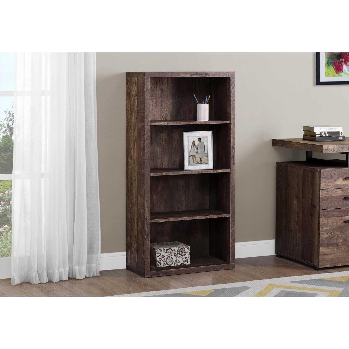 Monarch 7404 Brown Reclaimed Wood Look 48nch Bookcase With Adjustable Shelves Overstock 30541370