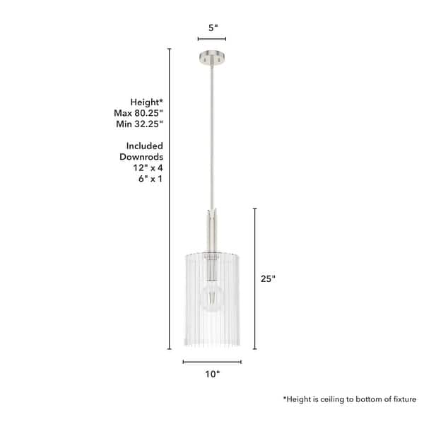 dimension image slide 7 of 8, Hunter Gatz 1-Light Pendant - Kitchen Island, Dining Room, Entry - Glam, Contemporary, Transitional