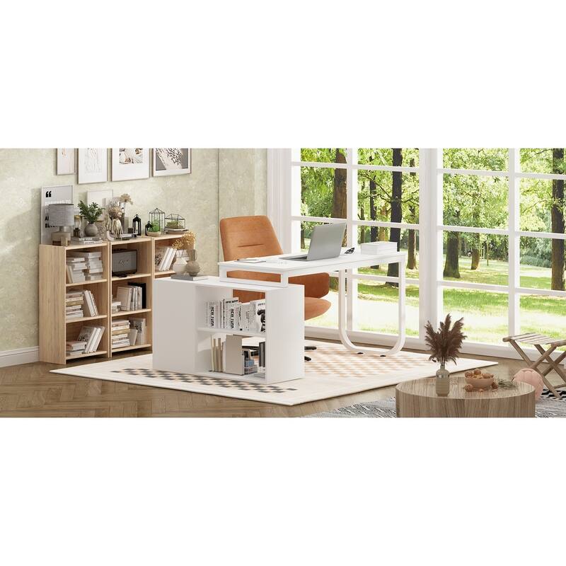 55-inch Timechee L-shaped Storage Computer Desk