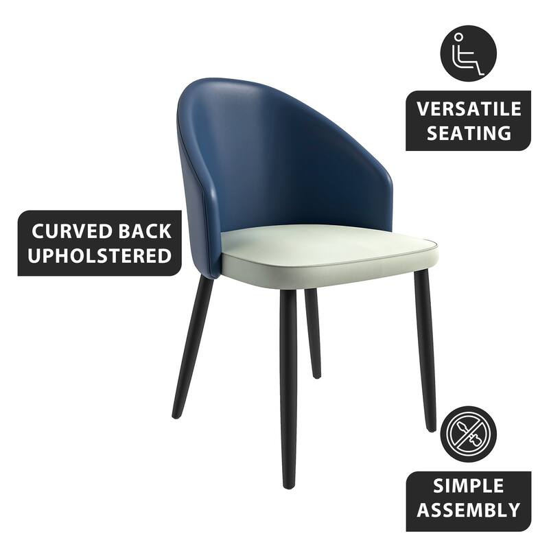 Upholstered Dining Chair in Leather/Fabric/Boucle with Wood Legs Set of 2 Paradiso Collection