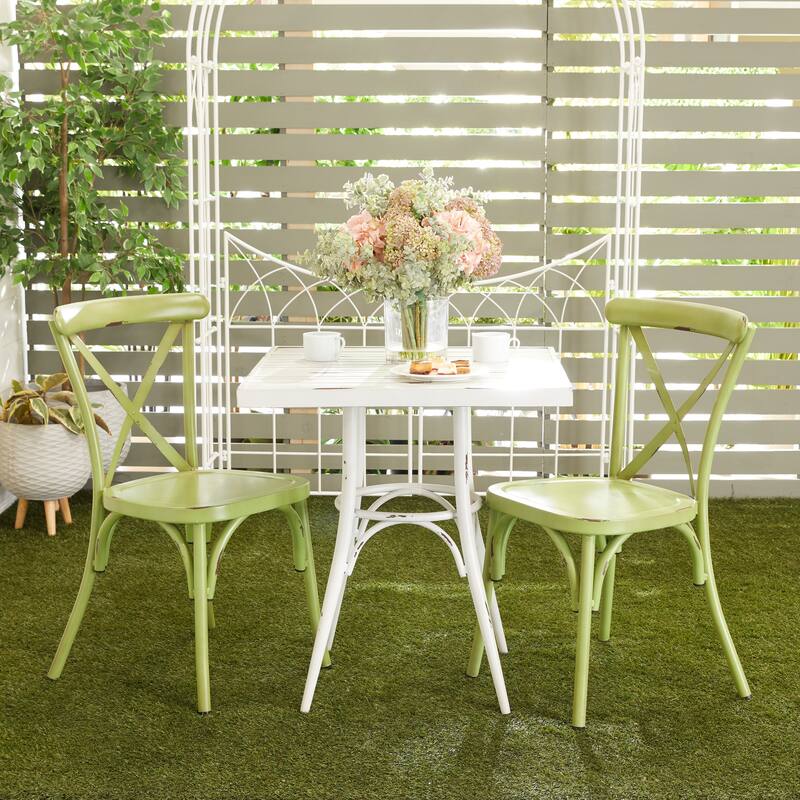 Iron Farmhouse Outdoor Dining Chair (Set of 2) - 22 x 19 x 35