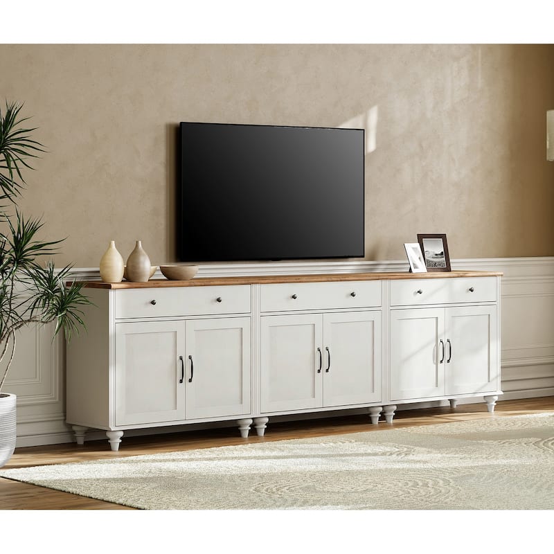 Farmhouse TV Stand for 75 inch TV, TV Console with Storage