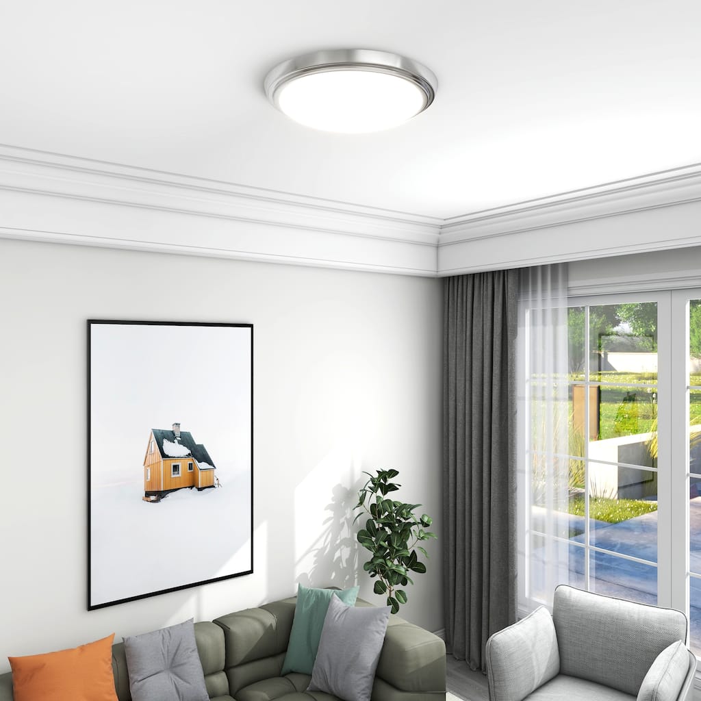 2Pack-23W LED Dimmable Round Globe Flush Mount Ceiling Light - 23W-2PCS 12.99"x12.99"x2.36"