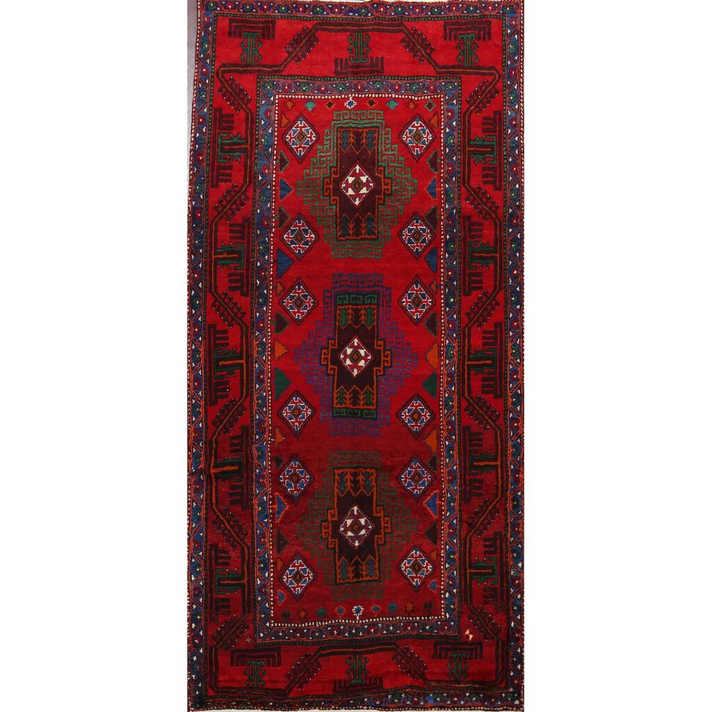 Traditional Geometric Shiraz Persian Area Rug Hand-knotted Wool Carpet - 5'2" x 10'2"