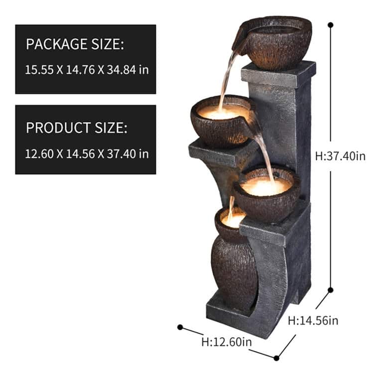 Resin Garden Fountain with Light