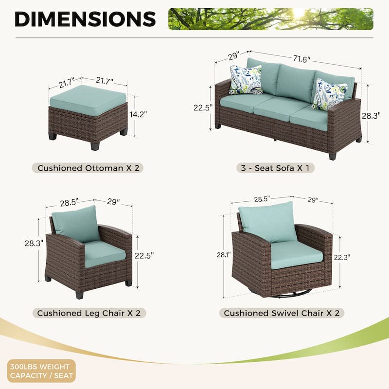 5/9-Seat Patio Furniture Wicker Rattan Outdoor Deep Seating Sectional Sofa Large Conversation Set