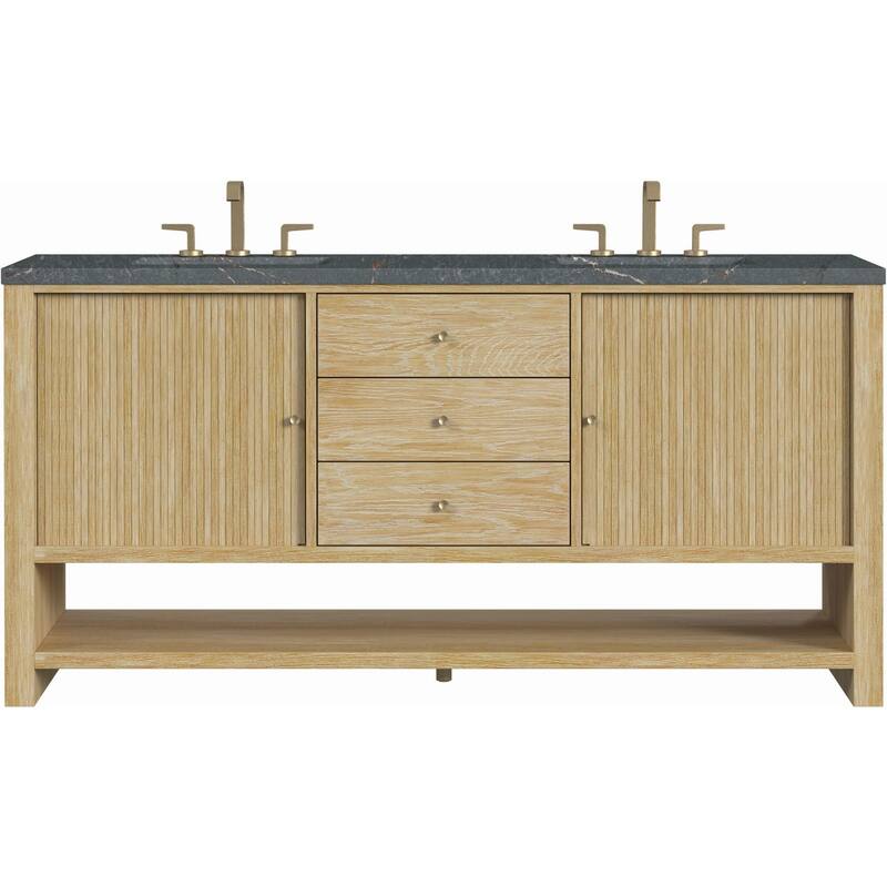 James Martin Vanities D404-V72-3PBL Marigot 72" Double Basin Wood - Sunwashed Oak - Oak Finish