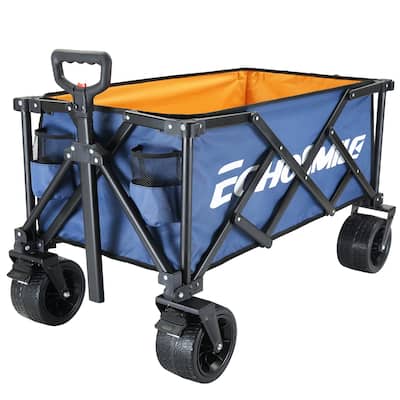 Collapsible Wagon Cart, Beach Wagon with Wheels, 400lbs Capacity Utility Wagon, Garden Cart w/ Handle, Foldable Grocery Wagon
