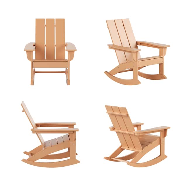 Laguna Modern Weather-Resistant Adirondack Chairs (Set of 4) - Teak