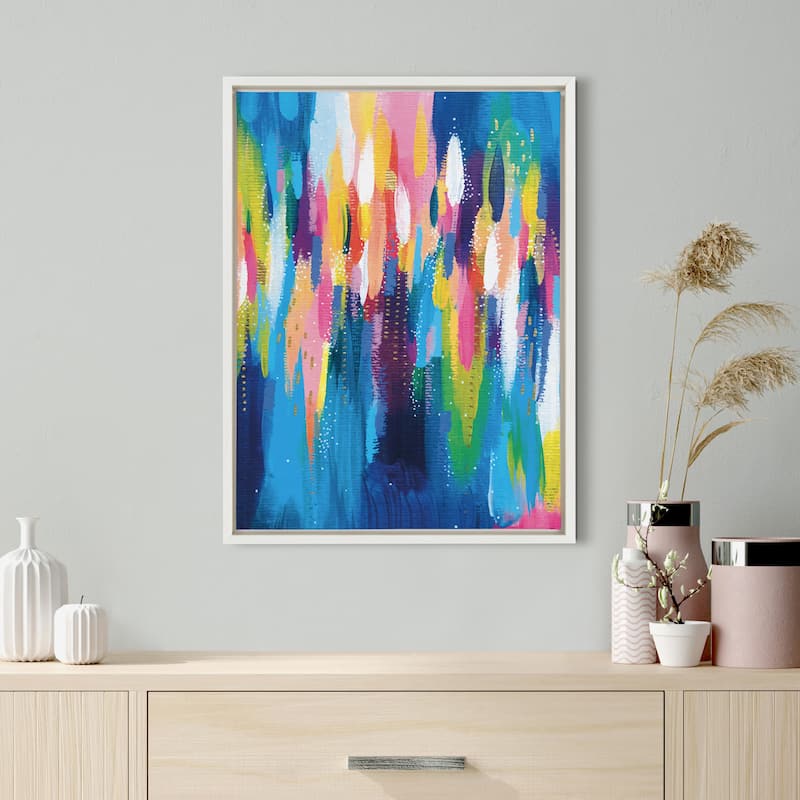 Kate and Laurel Sylvie EV Bright Brush Strokes 033 Framed Canvas by Ettavee