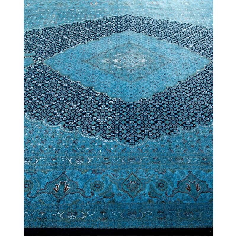 Overton Hand Knotted Wool Vintage Inspired Modern Contemporary Overdyed Black Area Rug - 6' 7" x 9' 10"