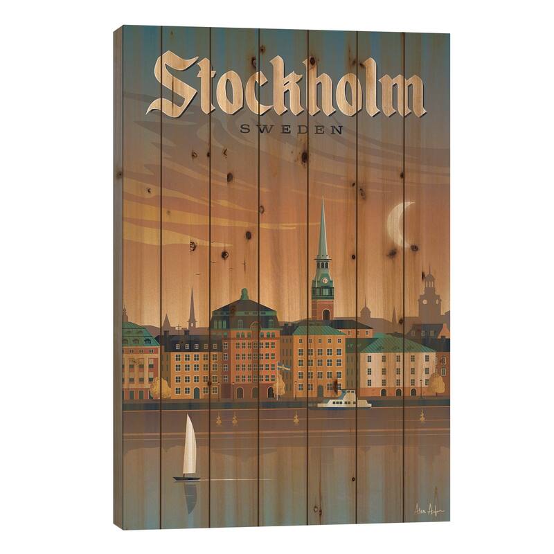 Stockholm Print On Wood by IdeaStorm Studios - Multi-Color - 26x18x1.5