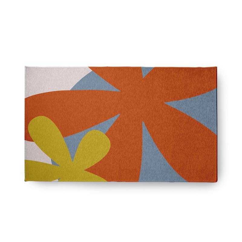 Bold Flowers Modern & Contemporary Chenille Area Rug - Perfect Orange - 18" x 30"