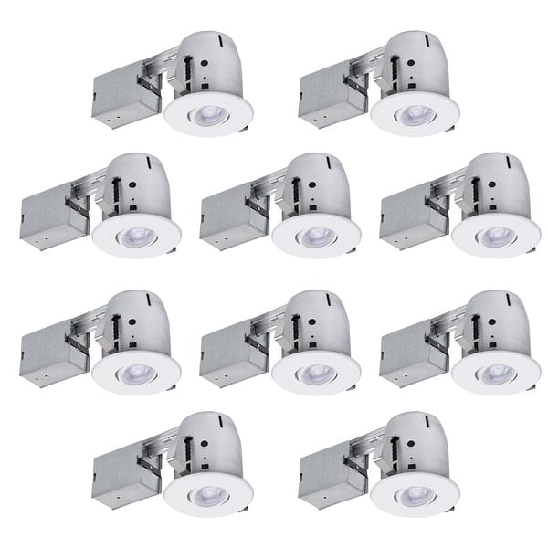 slide 1 of 6, White 4-in. Swivel Round Trim Recessed Lighting Kit (10 Pack)