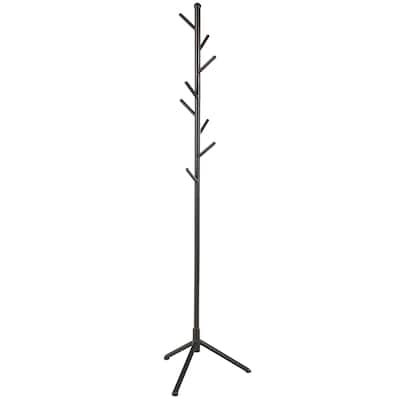 Metal 8 Hook Coat Rack with Triangle Legs - Black - Roche River Decor - 20"W x 20"L x 71"H