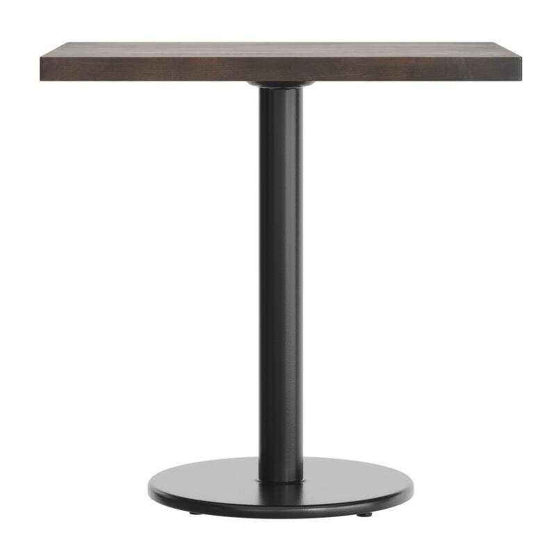 Rectangular Solid Wood Commercial Tabletop with 18" Round Dining Height Base - 24"W x 30"D x 29.5"H