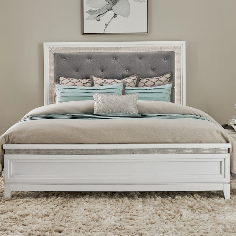 Liberty Furniture Reflections Upholstered Bed, Dresser & Mirror, Chest, Night Stand - King or Queen