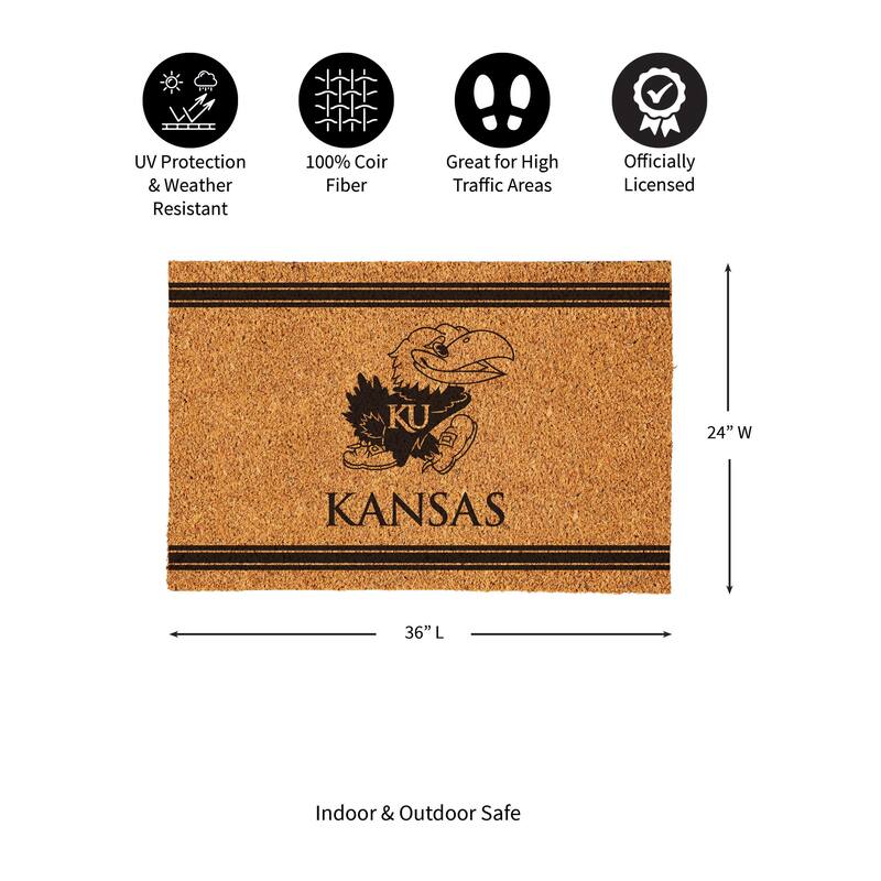 University of Kansas Monochrome Indoor/Outdoor Coir Door Mat