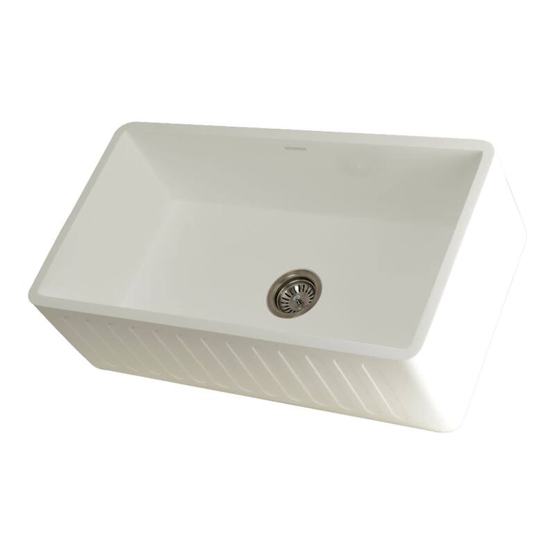 Kingston Brass Arcticstone 33" Farmhouse Single Basin Stone Composite - Matte White