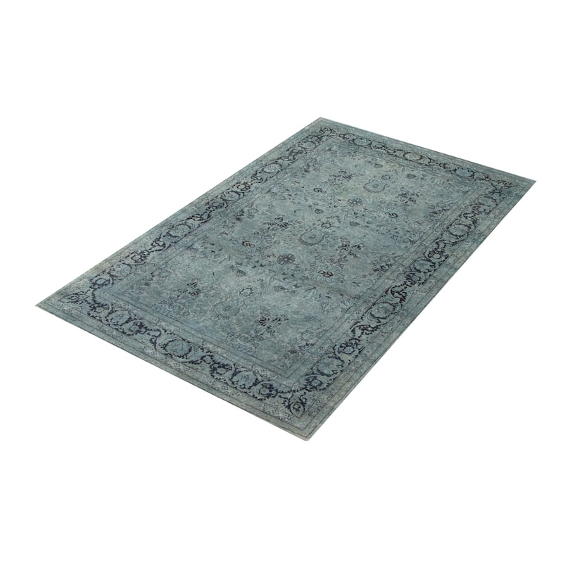 ECARPETGALLERY Hand-knotted Vibrance Teal Wool Rug - 4'7 x 7'4