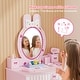 preview thumbnail 52 of 51, Kids Vanity Set with Mirror Makeup Dressing Table with Drawer