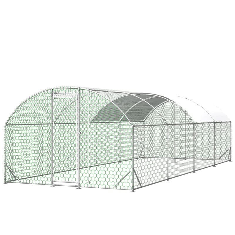 Large Walk-In Metal Chicken Coop – Dome-Shaped Poultry Run with Waterproof & UV-Resistant Cover, Heavy-Duty 1" Tube Frame . - 3*8m
