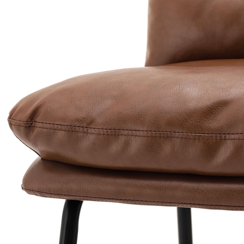 Glitzhome Set of 2 Modern Faux Leather Soft Springy Metal Legs Counter or Bar Stools