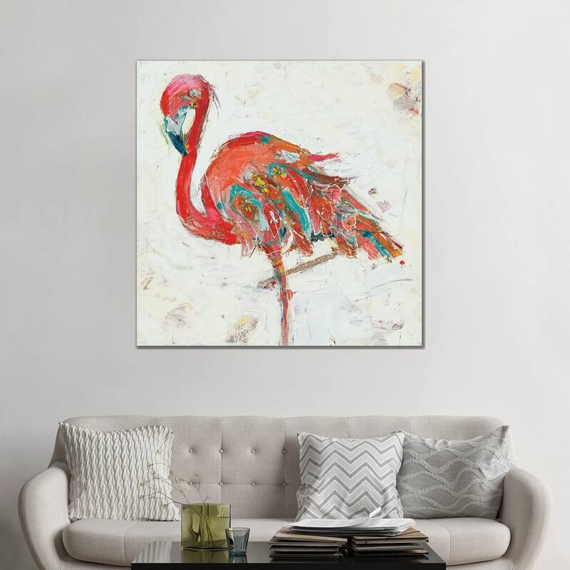 iCanvas "Flamingo on White" by Kellie Day Canvas Print