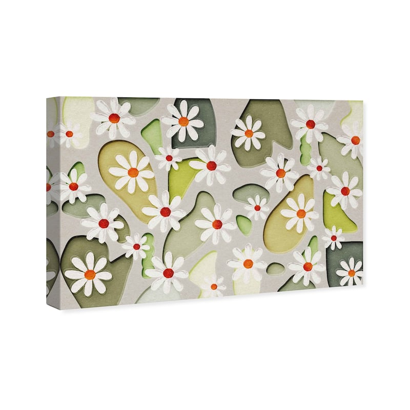 Wynwood Studio Canvas Nature and Landscape Daisy's and Green Pebbles Green and Wall Art Canvas Print