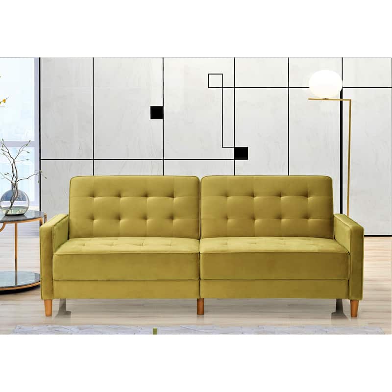 Jonathan Tufted Velvet Sofa Bed Sleeper - Vivid Yellow