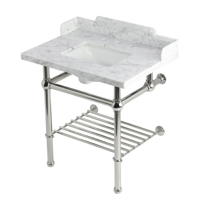 Kingston Brass LMS3030MBSQB-P-SET Pemberton 30" Rectangular Brass, - Marble White / Polished Nickel