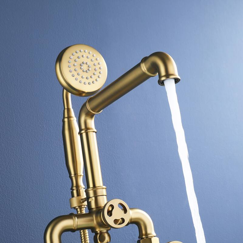 Rbrohant Industrial Style Freestanding Bathtub Faucet, High Flow Shower Floor Mounted Tub Faucets