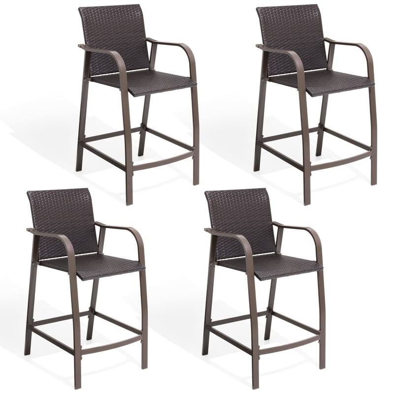 26.4"/31.9"H Height Upholstered Solid Wood Swivel Bar Stools