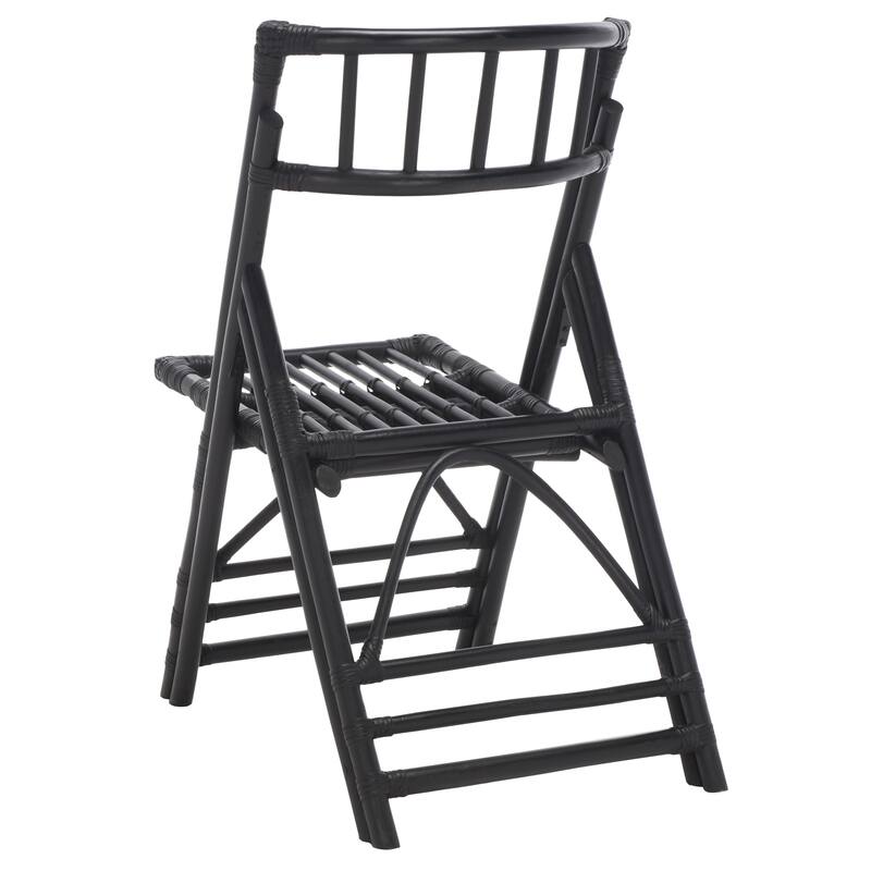 SAFAVIEH Maja Black Rattan Folding Accent Chair Set of 2 (Fully Assembled) - 19Wx28Dx35H